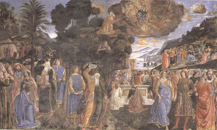 Sandro Botticelli Cosimo Rosselli and Assistants,Moses receiving the Tablets of the Law and Worship of the Golden Calf Germany oil painting art